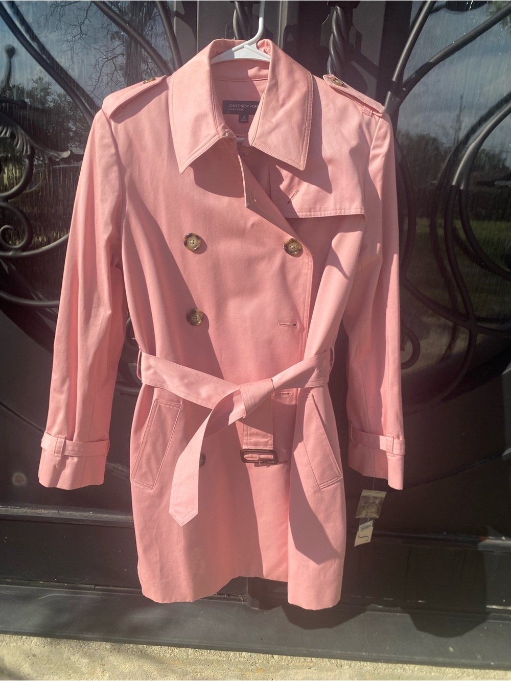 Jones New York Pink Double-Breasted Trench Coat Wms Medium new with tags 🏷️